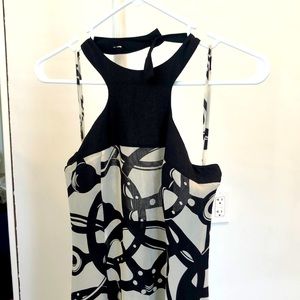 Gianfranco Ferré silk halter dress wheel design